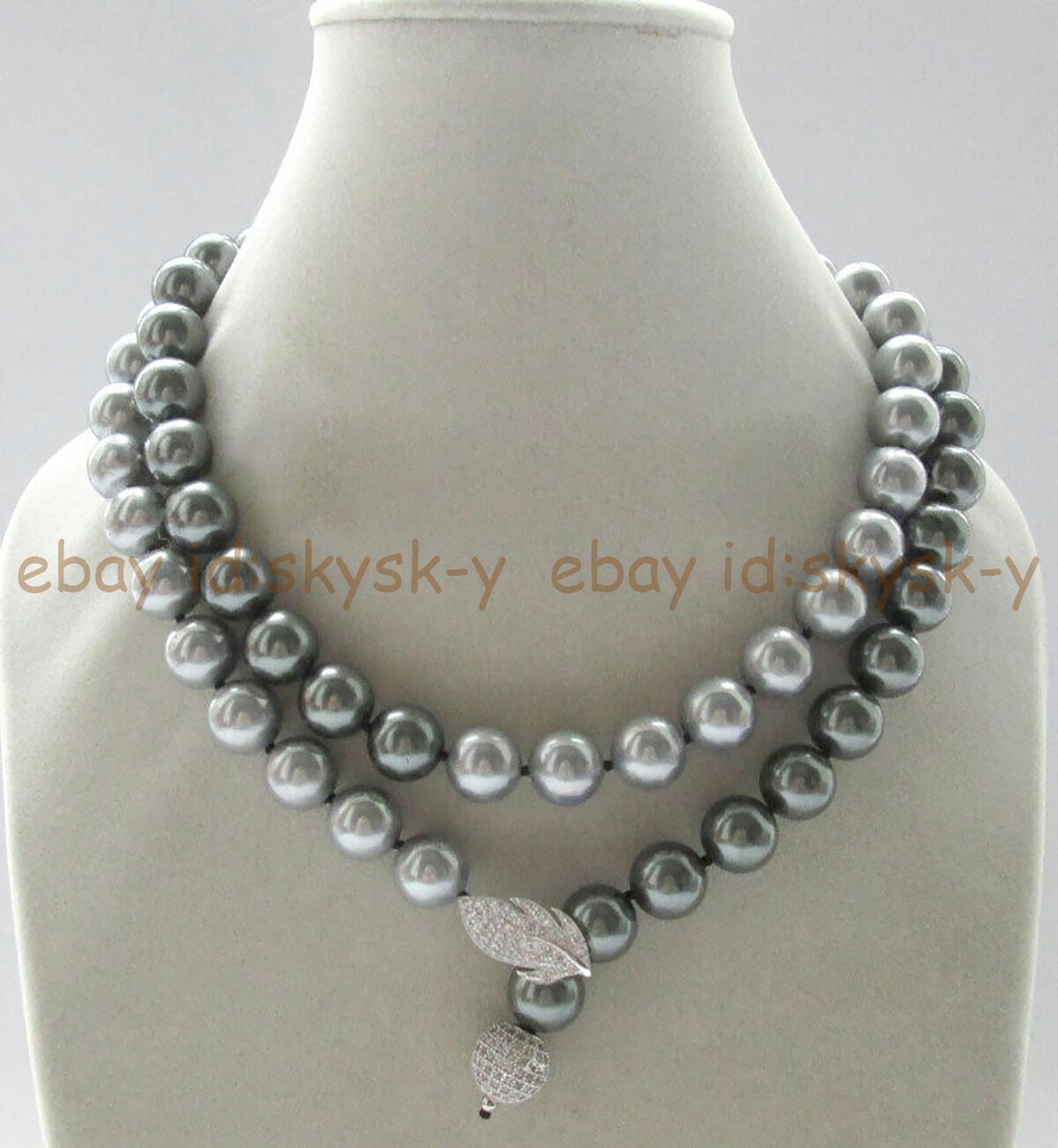 "Collar de cuentas redondas plateado gris del mar del sur con cáscara de perla de 8/10/12/14 mm 14-50"""