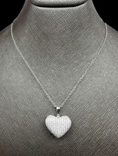 3.01ct Heart Shaped Diamond Pendant Necklace 18k White Gold