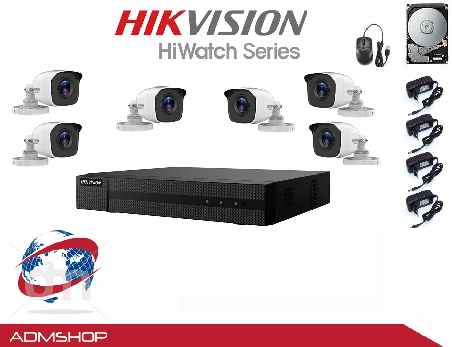 KIT VIDEOÜBERWACHUNGSKAMERAS DVR 8 CH + 6 KAMERAS HIKVISION DVR 2MPX HD 500