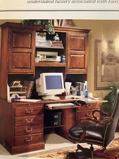 Executive wood computer  desk with matching file cabinet by Drexel Heritage