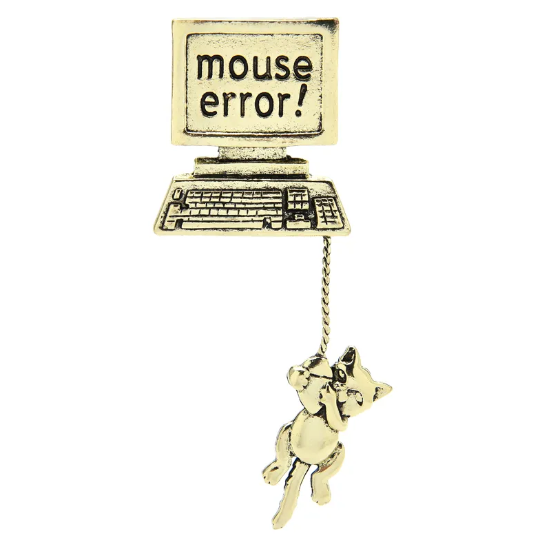 Broche Vintage Chat & Souris – Métal Doré, Sans Marque, Occasion