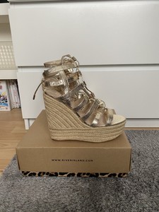 gold platform wedges
