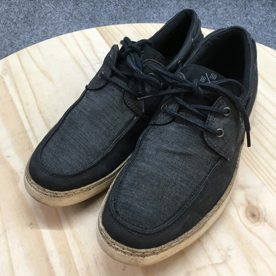 Stacy Adams Shoes Mens 10.5 M Tailwind Boat Black Faux Leather Casual Denim Low - Image 3 of 4