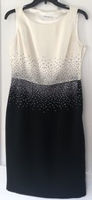 Calvin Klein Women’s Elegant Beaded Black and White Dress Sz 4
