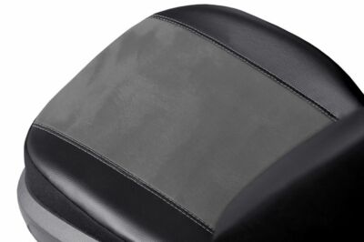Front Seat Covers For Toyota Hilux Mk6 & Mk7 – Eco-Leather + Alicante – Black/Dark Grey