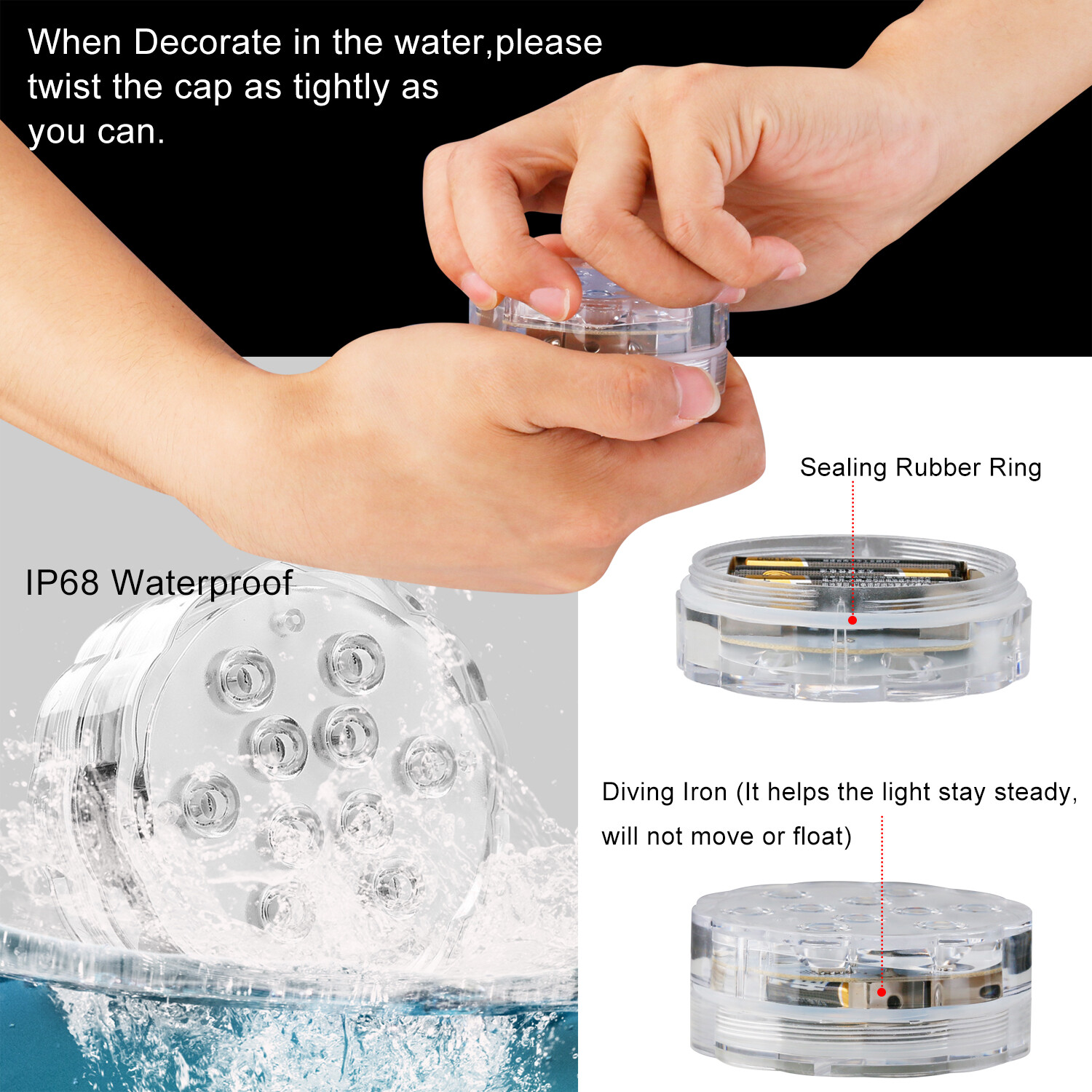 Submersible LED Lights RGB Multi Color Changing Waterproof Lamp