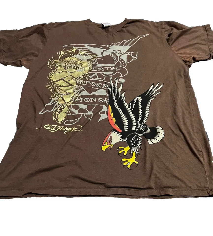 Vintage Y2K Ed Hardy, V- Neck Men's T- Shirt XL, 100% Authentic. Eagle. - Image 1 of 4