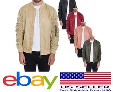 Men's Light Bomber Jacket Casual Fall Winter Military and Ruched Coats Outwear