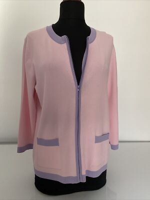 Cable and Gauge Women's Pink Long Sleeve Full Zip Cardigan - Main Image