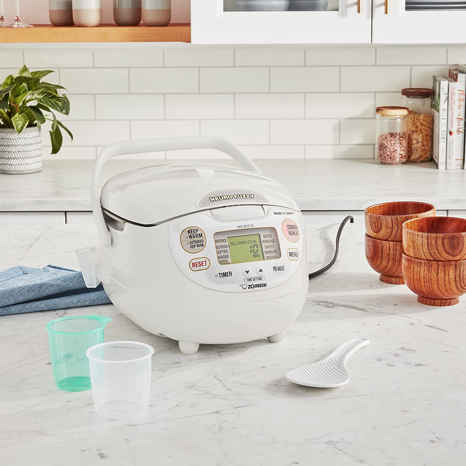 Zojirushi NS-ZCC10 Neuro Fuzzy Rice Cooker, 5.5-Cup, White