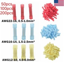 50-200pcs 22-18 AWG gauge Wire Butt Crimp Connector Nylon Terminals
