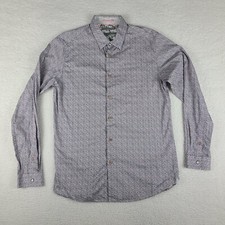 Ted Baker London Dress Shirt Mens 4 Multi Color Geometric Cotton Button Up