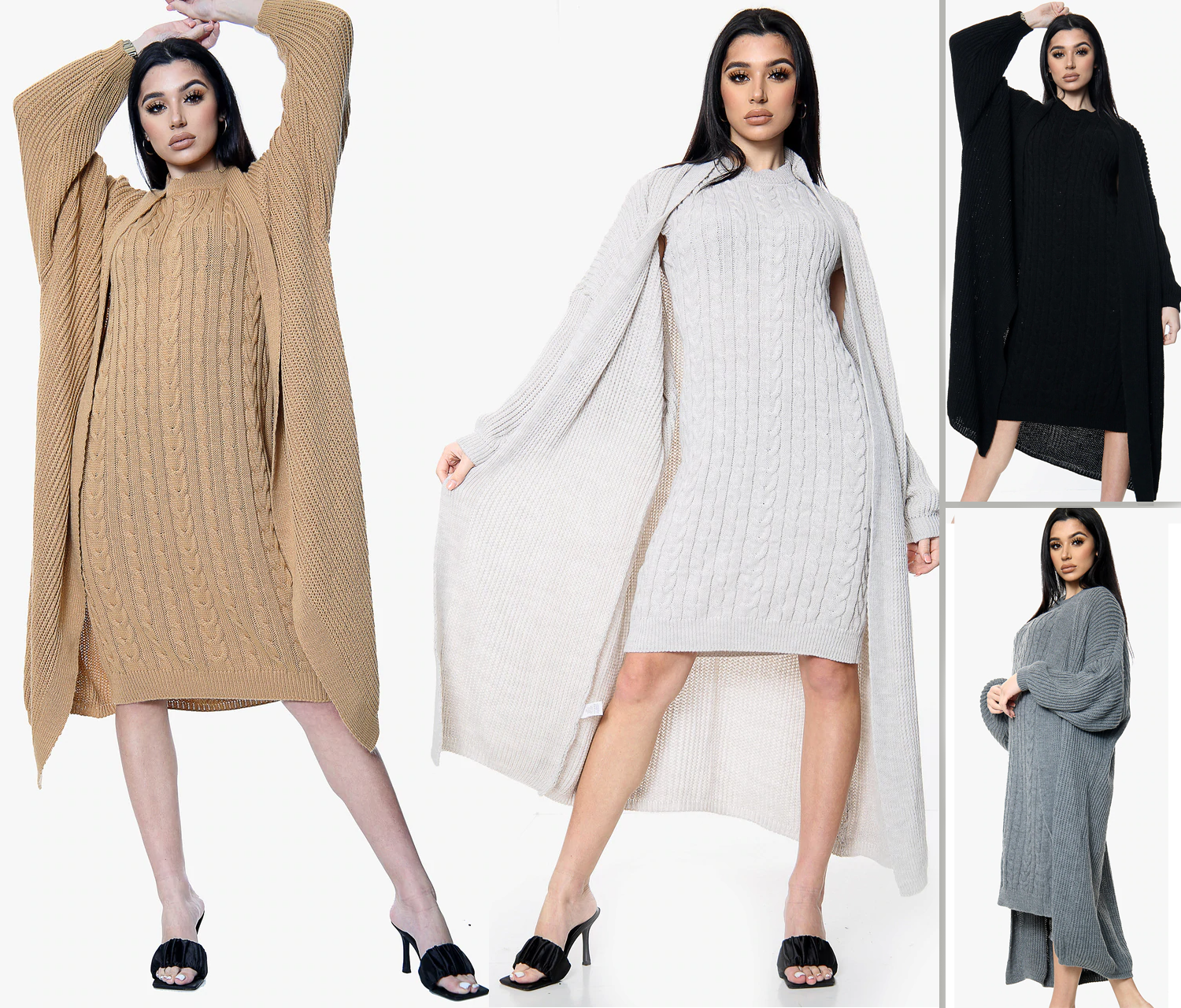 Womens Knitted Jumper Dress Long Line 