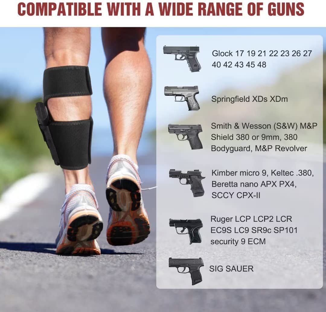 Concealed Carry Ankle Holster with Mag Pouch for Small Pistol Leg Hidden Holster