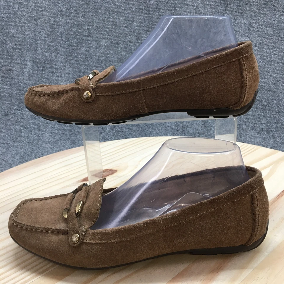 Zapatos Anne Klein Mujer 9 M AK7Orra Informales Sin Cordones Mocasín Marrón Gamuza Cuero Foto 2 de 4