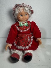 Vtg RENNOC Mrs Claus Clause Plush Doll Santa s Best 12" Sitting Christmas Decor
