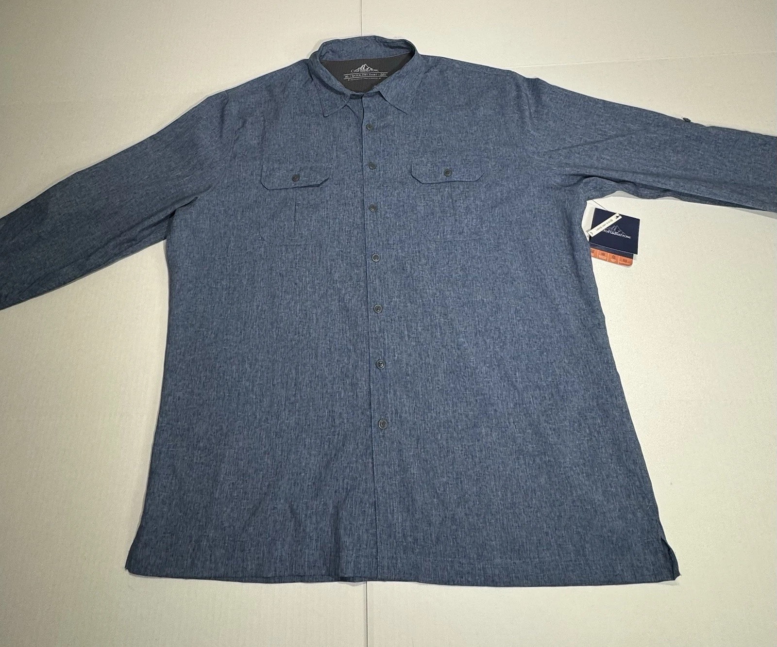 NWT Croft and Barrow Quick Dry Shirt Mens XL Long Sleeve Blue Outdoor Travel