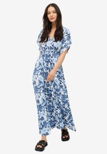 Ellos Plus Size Stretch Knit Fit And Flare Elbow-Length Sleeve Tie-Back Maxi