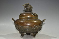 Pure Copper Purple Copper Wave Dragon Incense Burner Ornament