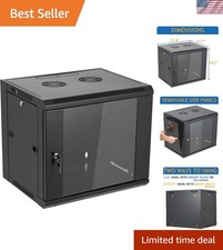 9U Wall Mount Server Cabinet Network Rack Enclosure Locking Glass Door
