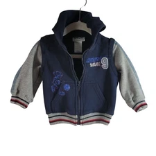 Boyz Wear by Nannette Varsity Jacket Blue Size 18M Hood Full Zip 2 in 1 Vest
