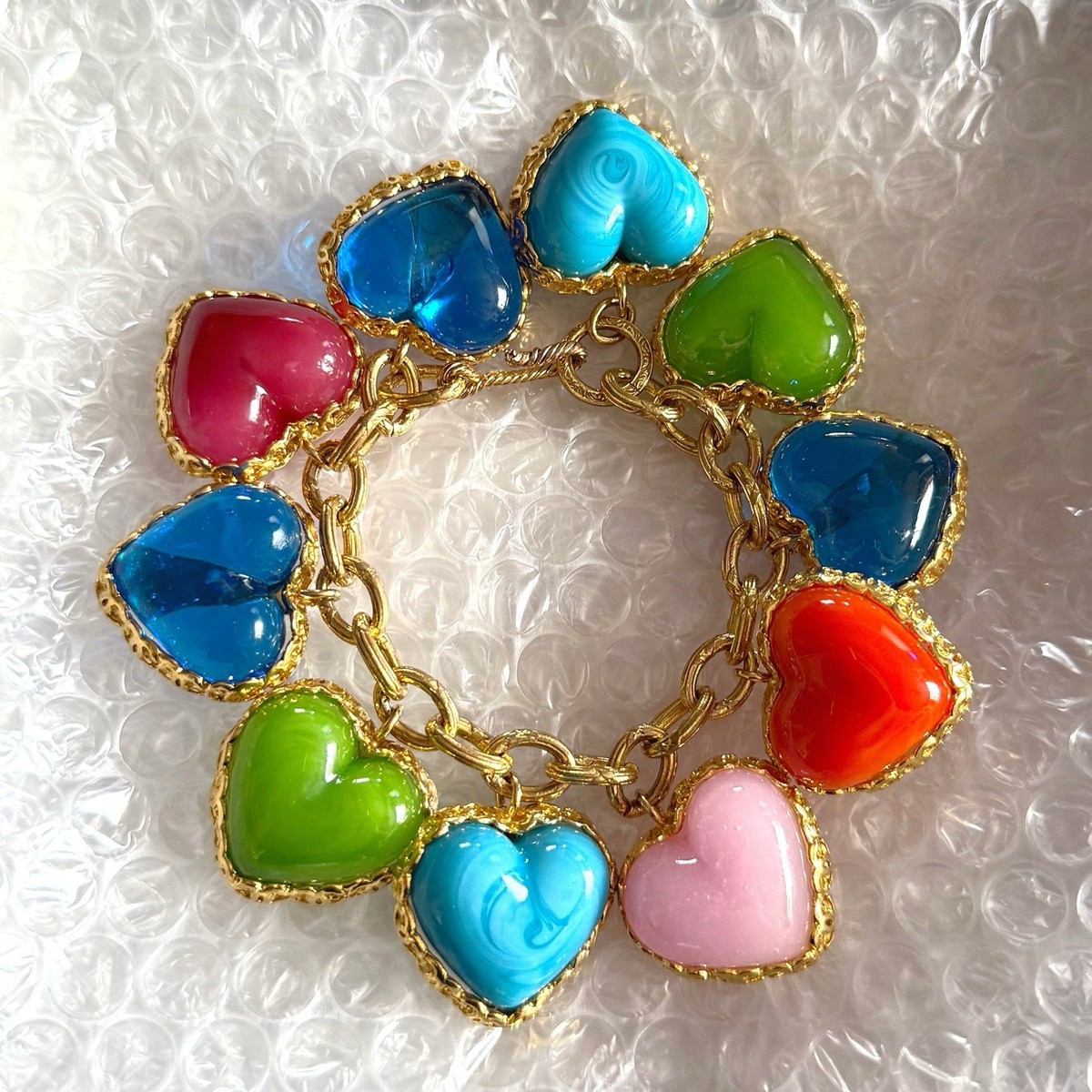 CHANEL Rarest Vintage 1993 Gripoix Glass Heart Charm Bracelet | eBay