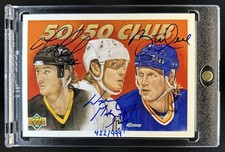 1991-92 Upper Deck Mario Lemieux Wayne Gretzky Brett Hull 50/50 Club Auto #/999