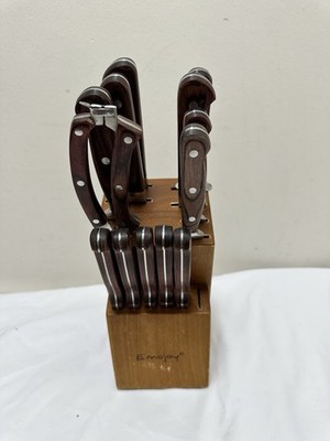Emojoy 14 Piece Knife Set includes Wood Block Riveted handles