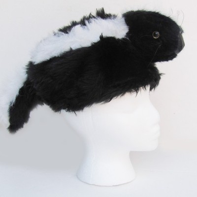 Daniel Boone Davey Crockett SKUNK HEAD FUR TAIL HAT mountain man coon skin cap