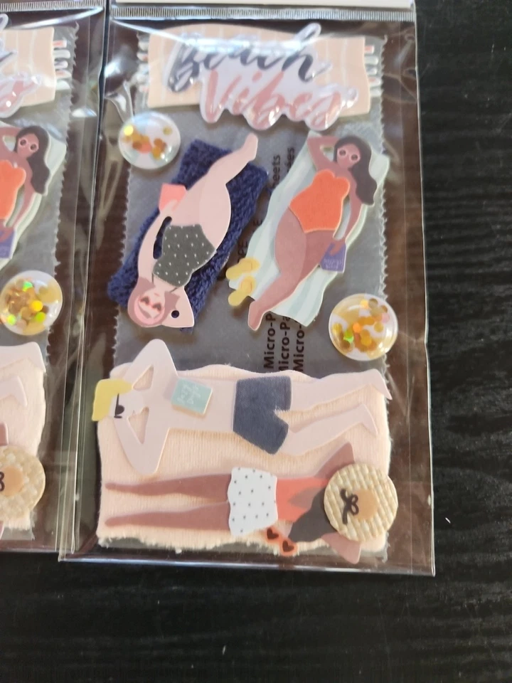 Lote de 2 Adesivos Beach Vibes Scrapbooking Journaling Card Making Ocean - Imagem 2 de 4