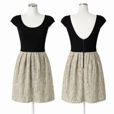 Alice + Olivia Dress Size 2 Black Knit Top Tweed Boucle Skirt Colorblock Mini