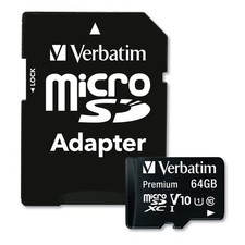 Verbatim 44084 64GB UHS-I V10 U1 Class 10 Premium microSDXC Memory Card New