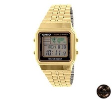 Men's Gold-Tone Casio World Time Stainless Steel Watch A500WGA-1
