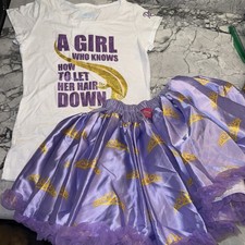 Disney Tutu Couture Girls 7/8 Rapunzel Outfit Skirt Shirt Set