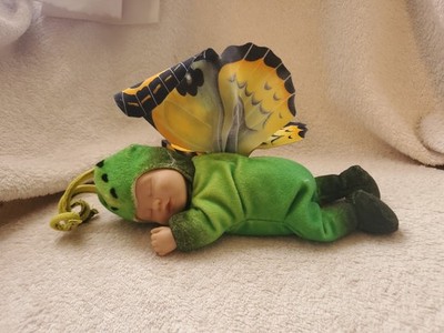 Anne Geddes Butterfly Plush Doll 9'' Green Yellow 2001 Collectible Soft Toy