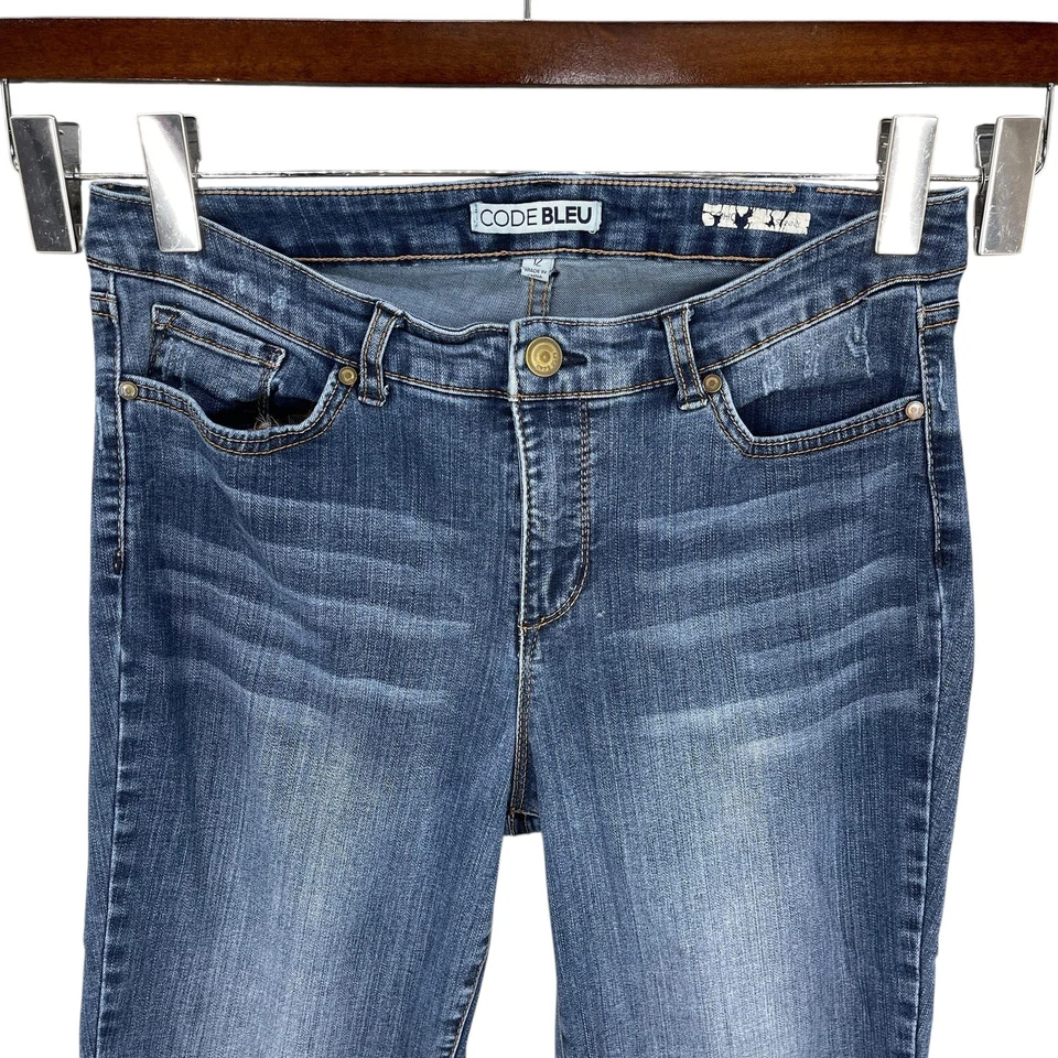 Code Bleu Jeans Women Size 12 Blue Skinny Preppy Stretch Denim Mid Rise Ankle - Image 3 of 4