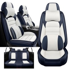 Full Set Seat Covers for Audi A3 A4 A6 Q4 e-tron, Style B, Blue-White