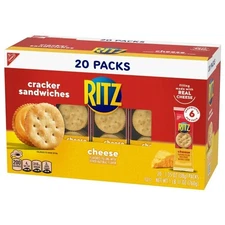 RITZ Cheese Sandwich Crackers - Lunch Snacks, 20 Snack Packs (6 Crackers/Pack)