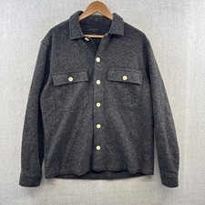 AllSaints Shirt Jacket Medium Relaxed Gray Herringbone Wool Shacket Commodore