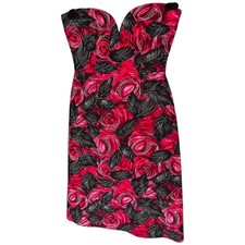 PRADA Red Floral Crepe Cady Midi Dress, Sz IT40