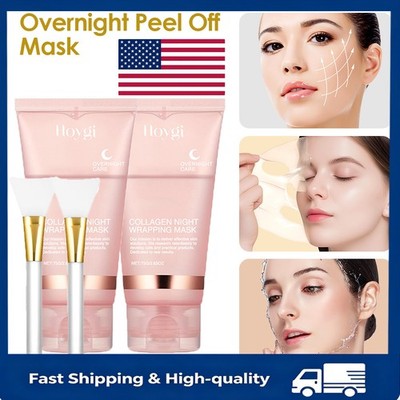 Overnight Face Mask Collagen Night Wrapping Mask Peel Off Facial Masks 2 x 75g