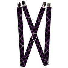  Suspenders - 1.0  - Plaid Black/Purple/Gray ACC NEW