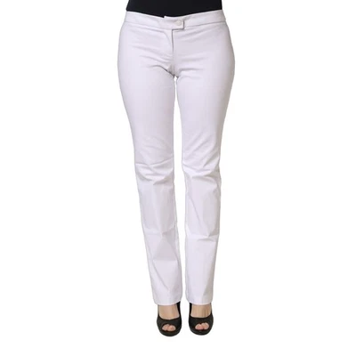 Pantalon LIST blanc coupe régulière taille basse conique femme pantalon IT44/... - Photo 1/4