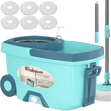 Spin Mop and Bucket System, Mop and Bucket with Wringer Set,Mops for Floor Cl...