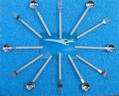 AIR FRANCE CONCORDE 12 PIECE GREY CUTLERY SET RAYMOND LOEWY 6-FORKS 6-SPOONS