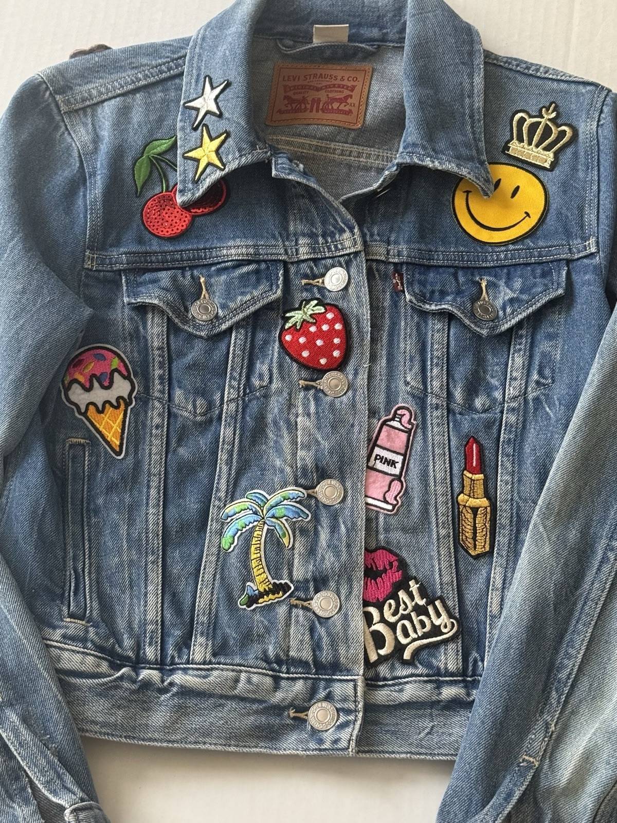 Levi’s Patch Jacket Size Small Fun Jacket, Evil E… - image 7