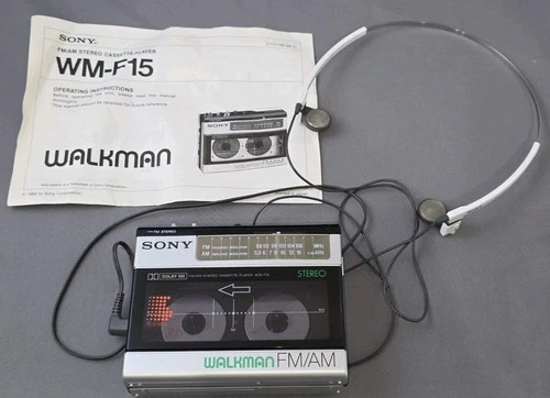 Sony Walkman WM-F15 FM/AM Cassette Player Parts Repair Radio Works + Headphones!
