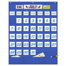 Classroom Monthly Calendar Pocket Chart with 43 Pocket 3 Storage Pockets for ...