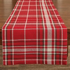 Park Designs Noelle Plaid Table Runner 15" x 54" Christmas Plaid Red White Green