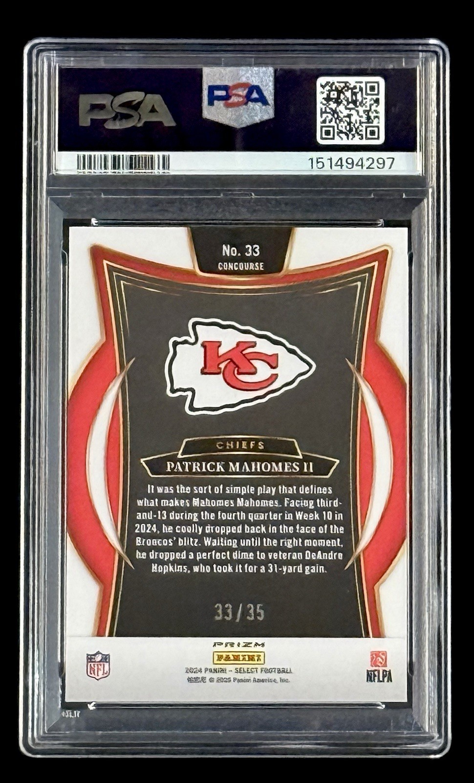 Patrick Mahomes 2024 Select Concourse Level White Prizm #’d/35 PSA 10 GEM MINT view 2
